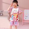 Pijamas de verano para niños de comercio exterior, cuello redondo, manga corta, para niños y niñas, dibujos animados, traje de aire acondicionado de verano para niños medianos y grandes, venta al por mayor