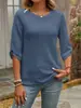 Amazon Transfronterizo 2026 Primavera, Otoño e Invierno Nuevo Top Casual para Mujer con Botones Decorados, Manga Media, Color Sólido, Versátil, Cuello Redondo