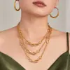 Estilo Coreano Más Vendido '' Collar de Personaje Acero Inoxidable Chapado en Oro de 18K Moda de Gama Alta Joyería de Lujo Ligero Cadena para Clavícula de Mujer