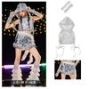 Disfraces de Jazz para Niñas Chaleco de Lentejuelas de Jazz para Niños Trajes Cool de Hip-Hop para Niñas Disfraces para Actuación Grupal en Escenario para Niñas