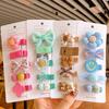5 peças das crianças all-wrapped pano hairpin meninas baby bangs clipe cocar duckbill clipe quebrado cabelo tecido flor hairpin