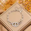 Pulsera de Acero Inoxidable de Marca de Lujo Ligero de Moda, Pulsera de Nariz de Cerdo Pandora de Venta Caliente Transfronteriza, Pulsera de Diamantes Completos al por Mayor