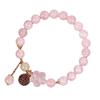 Pulsera de cristal rosa natural para mujer, cuentas rosas, pulsera de flor de durazno, nueva joyería para chica china, producto genuino natural, regalo