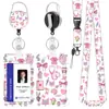 Porta Credencial de Trabajo Médico Rosa Lindo Transfronterizo Cubierta para Insignia Tarjeta de Empleado con Tarjeta de Acceso Función Retráctil Cordón