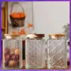 Wg6Q Hogar Grande Retro Flor Haitang Relieve Tarro de Dulces Tarro de Almacenamiento Almacenamiento de Té Granos Vidrio