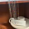 Colar de Feijão Arco-Íris Prata de Lei 925 Estilo Iu Mesma Cor para Mulheres Estilo K Coreano Feijão Colorido Acessórios Longos Corrente de Prata DIY