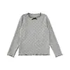 Camiseta Wulibu Yi para meninas, top versátil respirável de Liocel, camiseta básica infantil de outono com estampa de bolinhas vintage de manga longa