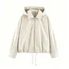 Fábrica de Ropa para Mujer Transfronteriza Venta al por Mayor 2026 Moda Casual Simple Versátil Sudadera con Capucha Desmontable Chaqueta Abrigo de Manga Larga