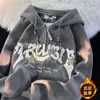 Jaqueta Cardigan de Veludo Cotelê Americano Vintage com Forro de Lã Espessado Cardigan de Veludo Cotelê Solto Ins Marca Tendência Moletom Masculino com Capuz