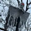 Decoración de Halloween Fantasma Colgante que Brilla y Controlado por Sonido Calavera Fantasma de Gasa Cara de Fantasma Entrada de Casa Embrujada Accesorios de Terror Colgante de Fantasma