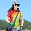 Camiseta Deportiva de Manga Corta para Mujer Verano Seda de Hielo Transpirable de Secado Rápido Ciclismo Estampada Cuello Alto Elástica de Secado Rápido