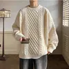 Novo suéter masculino de tricô trançado para outono e inverno, casual e versátil, estilo maduro, pulôver de tricô liso com gola redonda