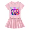 Grupo de Meninas Caçadoras de Demônios Kpop Roupas de Verão para Crianças Vestido Plissado Cartoon de Meia Manga para Meninas Saia Plissada Estilosa para Bebês