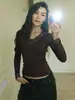 Roupas femininas transfronteiriças europeias e americanas 2026 novo modelo AliExpress Amazon Decote V retalhos de renda afunilamento na cintura top curto