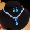 Brincos de Diamante em Forma de Gota Europeus e Americanos Colar Corrente de Clavícula Moda de Luxo Leve Joias de Alta Qualidade para Mulheres