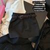 Falda Negra de Chica Atractiva con Cinturón, Nueva Falda de Cintura Alta Adelgazante Anti-Exposición, Nueva Falda Línea A Ajustada a la Cadera para Mujer