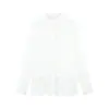Diseño Verano 2026 Adorno de Encaje Manga Larga Camisa Blanca Nueva Estilo Mujer Ropa de Mujer Top Blanco Distribución Dropshipping