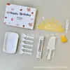 Conjunto de faca, garfo e prato para bolo em caixa de presente cinco em um, conjunto de louças descartáveis para sobremesa, conjunto de louças para bolo de aniversário