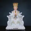 Estatua de Mazu Meizhou Mazu Diosa del Mar Madre Celestial Madre Dragón Estatua de Buda Hogar Imitación Mármol Blanco Adornos Sala de Estar