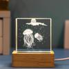 Cubo de Medusa e Golfinho de Cristal Esculpido Base de Luz Noturna Luminosa Ornamento de Mesa de Vidro Criativo Presente de Feriado