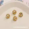 Cuentas Espaciadoras de Bola de Diamante de Cobre Cuentas Sueltas para Pulsera Collar Llavero Hecho a Mano DIY Paquete de Material