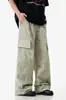 Estilo High Street Americano Estilo Funcional Bolsillo Grande Pantalones Cargo Paracaidistas Modernos Versátiles Pierna Ancha Adelgazantes Rectos Largos para Hombre