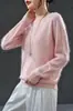 Suéter de Lã Felpuda com Gola Redonda de Cashmere para Mulheres, Estilo Outono e Inverno, Lã Merino Australiana, Suéter Solto e Macio