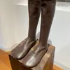 2026 Nuevas Botas Elásticas Ajustadas de Caña Alta con Punta Redonda para Otoño/Invierno para Mujer, Botas Largas de Moda con Suela Plana y Efecto Adelgazante