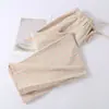 Venta al por mayor Envío directo Primavera Verano Algodón Lino Ropa de casa para mujer Cintura elástica Pierna ancha Pantalones cortos Casual Cómodo Pijama para el hogar