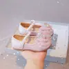 Nuevos Zapatos de Cuero para Niñas Otoño 2024 Antideslizantes Suela Suave Zapatos de Princesa Moda para Bebés Zapatos de Cristal Zapatos Individuales de Rendimiento