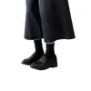 Versión de Piel de Oveja~Piel Genuina Tacón Grueso Negro Retro Slip-On Mocasines para Mujer 2026 Nuevo Estilo Zapatos Pequeños de Cuero