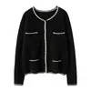 Outono e Inverno Pequeno Estilo Perfumado 100 Pure Mountain Cashmere Sweater Cardigan Feminino Jaqueta de Malha Elegante Casual Engrossado Crewneck Top