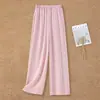 Calça Cool de Chiffon de Seda Gelada para Mulheres, Calça de Verão com Caimento Solto, Cintura Alta, Corte Reto Slim, Respirável, Emagrecedora, Calça Versátil para Conjunto