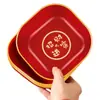 Prato de Frutas Secas Vermelho com Estampagem Dourada e Padrão de Diamante, Prato de Frutas para Celebração de Casamento, Prato Pequeno para Uso Doméstico na Sala de Estar, Prato de Frutas, Prato para Nozes e Petiscos