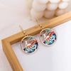 Divertidos Aretes Asimétricos de Gota de Aceite de Dibujos Animados Marea Nacional Panda Animal Aretes de Fruta Lindos Aretes de Hoja de Hongo