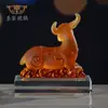 Buey del Zodiaco Ámbar Esmaltado con Base Adornos de Sala de Exposiciones Año del Buey Regalos de Empresa al por Mayor Personalizados