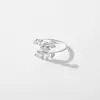 Anillo de Plata S925 Estilo Coreano Diseño Fresco y Versátil con Diamantes, Anillo Abierto en Forma de Hoja para Mujer, Anillo Artístico de Rama de Olivo