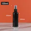 Atacado 20 30 100ml Frasco Spray Preto de PET à Prova de Luz Portátil para Reembalagem de Cosméticos Frasco com Tampa de Apertar para Líquido