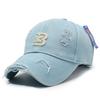 Gorra de béisbol para hombre, estilo urbano, con múltiples combinaciones, rasgada, bordada con letras, de algodón lavado antiguo para primavera y verano.