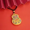 Collar vietnamita estilo chino bañado en oro con diseño étnico vintage, colgante de calabaza giratoria de fortuna y prosperidad para mujer, nueva joyería china de alta gama