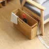 Cesta de Almacenamiento Rectangular con Esquina de Espacio Tejido de Mimbre Sintético para Hogar, Organizador de Cesta para Almacenamiento de Artículos Varios en el Borde Lateral Estrecho del Gabinete