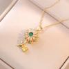 Collar para Mujer, Estilo Celebridad de Internet Europeo y Americano, Conjunto de Accesorios Giratorio de Flor de Girasol con Circonita Transfronterizo, Cadena para Clavícula Giratoria de 360 Grados