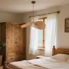 Lámpara colgante de bola de fieltro color crema con hilo de algodón estilo francés para sala de estar, comedor, dormitorio principal, estudio, luminaria de estilo bohemio