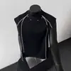 Camiseta sin mangas deconstruida negra para hombre, Chaleco deportivo pesado de alta calle americana de verano, Camiseta sin mangas elegante