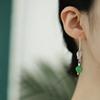 Pendientes de gancho para la oreja con forma de hoja y cuentas redondas de estilo nacional para mujer, pequeños, nuevos, de estilo chino, de moda, exquisitos, combinables con todo, de alta gama, de moda.