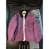 Chaqueta Detroit con patrón tie-dye gris oscuro para hombre, primavera y otoño, chaqueta corta de cuero con cuello de solapa, estilo americano high street, chaqueta de trabajo de hombro recto