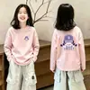 Camiseta infantil 100% algodão, blusa de manga comprida casual, novo estilo outono, moderna e versátil para meninas, top de camada interna para bebê