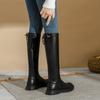Botas de Cano Alto 2022 Estilo Britânico Outono Veludo Tamanho Grande Botas Femininas 41-43 Gordas mm Alargadas Cano Longo Botas de Cavaleiro