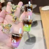 Luckin Coffee Mini Naranja C Americano Botella Arena Líquida Llavero Tendencia de Verano Colgante para Bolso de Pareja Regalo