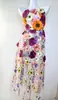 Vestido de Verano de Alta Gama para Mujer Francés Bordado de Flores Tridimensionales de Industria Pesada Cintura Entallada Vestido sin Tirantes Falda Larga